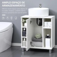 Kleankin Armário Casa de Banho Móvel para Lavatório de Madeira com 5 Compartimentos Abertos 1 Porta Desenho Compacto Moderno 60x30x68cm Branco(m-4)
