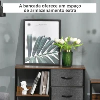 HOMCOM Cómoda de Estilo Industrial com Cestos de Tela Dobráveis e 2 Prateleiras para Dormitório Sala de Estar Corredor 80x29x71cm Marrom Rústico e Cinza Escuro(m-6)