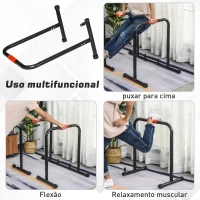 HOMCOM barras paralelas Largura ajustável para treino com alças de aço antiderrapante 89-99x62x72 cm Preto(m-4)