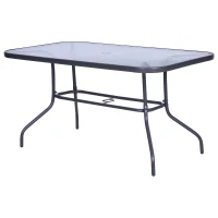 Outsunny Mesa de exterior retangular com furo 140x80x70cm Cinza carvão(m-10)
