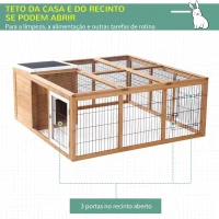 Pawhut Coelheira de Exterior Gaiola Coelhos Porquinho da India Animais Pequenos 2 Portas Teto Asfáltico 123x120x52 cm Madeira Natura(m-4)