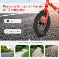 HOMCOM Bicicleta sem Pedais com Altura Ajustável Pneus de Borracha Insufláveis Assento Acolchoado 86x43x60 cm Vermelho(m-5)