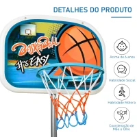 HOMCOM Tabela de basquetebol para crianças acima de 6 anos com suporte de altura ajustável e base recarregável incluídos 32x65x126-158 cm(m-6)