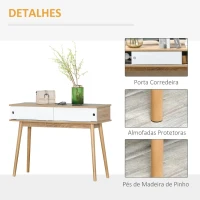 HOMCOM Móvel Entrada tipo Consola com Porta Dupla Corredeira Mesa Auxiliar Moderna para Entrada Corredor Sala de Estar 100x35x75cm Madeira Natural(m-6)