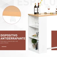 HOMCOM Mesa de bar Bistrô Mesa alta para jantar  com 3 prateleiras Estrutura metálica  Carga 100 kg 115x55x100 cm Branco e Carvalho(m-5)