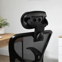 Vinsetto Cadeira de Escritório Ergonômica Cadeira de Escritório Giratória com Altura Ajustável Função Reclinável Apoio para a Cabeça e Suporte Lombar 65x67x108-118cm Preto(m-9)