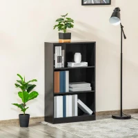 HOMCOM Estante para Livros com 3 Compartimentos de Armazenamento Livros Plantas para Sala de Estar Estúdio Dormitório 62,2x24x102,4cm Preto(m-2)