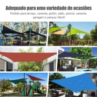 Outsunny Vela de Sombra Retangular 4x6 m Toldo Vela de HDPE com Proteção UV Aneis em Forma de D e Cordas para Jardim Pátio Piscina Areia(m-6)