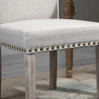 HOMCOM Conjunto de 2 cadeiras de jantar Com encosto de rebite alto e pernas de madeira  51x64x99,5 cm cinza(m-9)