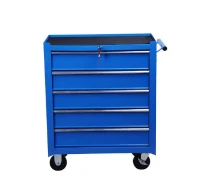 HOMCOM Carrinho de Ferramentas para Oficina com Rodas e 5 Gavetas Fechadura e Alça Lateral 67,5x33x77 cm Vermelho(m-11)