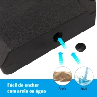 Outsunny Conjunto de 4 Pesos de Base para Chapéu de Sol Preenchível de 80 kg de Água ou 120 kg de Areia 100x100x9,5 cm Preto(m-5)