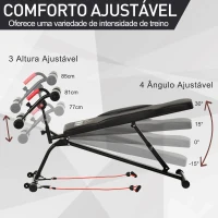 HOMCOM Banco de Abdominais Dobrável com Altura Ajustável 4 Ângulos Suporte para Pernas Ergonómico 44,5x143x84-92 cm Preto(m-5)