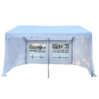 Outsunny Tenda para Festas 400x400x280cm para Exterior Campismo Casamentos com 4 Janelas e 2 Portas Branco(m-10)