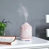HOMCOM Difusor de Aromas 100ml Humidificador Aromaterapia com 7 Cores LED 2 Modos de Vaporização e Desligado Automático Ultra Silencioso Ø9,8x14,5cm Rosa(m-2)