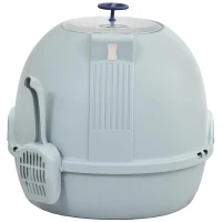 PawHut Caixa de Areia Fechada para Gatos com Clarabóia Bandeja Amovível e Pá 47x55x44cm Azul(m-9)