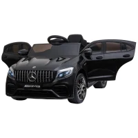 HOMCOM Carro Elétrico Mercedes AMG 12V para Crianças de 3-5 Anos com Controle Remoto Música Luzes Abertura da Porta 115x70x55cm Preto(m-14)