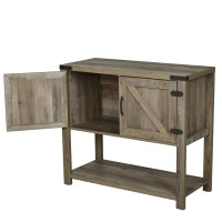 HOMCOM Armário de Armazenamento Vintage com Prateleira Inferior de 2 Portas 90x39x80,5 cm Cinza(m-10)