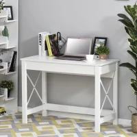 HOMCOM Mesa de escritório multifuncional moderna e minimalista 105x50x76 cm Branco(m-10)
