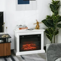 HOMCOM Lareira de parede elétrica Potência 1800W Efeito de chama de LED com controle remoto Temporizador e termostato 79x27x62,4 cm branco(m-2)