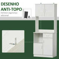 HOMCOM Armário Auxiliar de Cozinha com 3 Portas de armário Prateleira Ajustável Gaveta e estante Aberta 71x41x178 cm Branco(m-6)