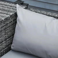 Outsunny Conjunto de 4 Móveis de vime para Jardim com 2 Sofás Duplos Mesa central mesa de baú e almofadas removíveis 132x69x64 cm Cinza(m-10)