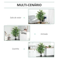 Outsunny Ficus artificiais com 145 cm de altura 756 folhas com vaso para decoração interior e exterior verde(m-4)