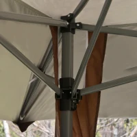 Outsunny Tenda dobrável 3,96x3.96 m com telhado duplo altura ajustável com bolsa de transporte de aço tecido Oxford Proteção UV para festas, casamentos Cáqui e café(m-6)