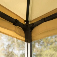 Outsunny Pérgola de Jardim  Pérgola de Exterior com Teto Duplo Mosquiteira e Orifícios de Drenagem 300x300x265 cm Bege(m-10)