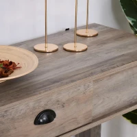 HOMCOM Mesa consola tipo aparador estilo colonial com prateleira inferior espaçosa carga 60kg 120x39x81 Cinza(m-8)