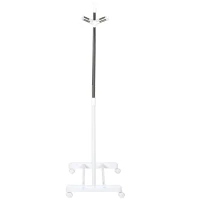 HOMCOM Charriot com Altura Ajustável Cabide com Rodas Portátil Prateleira Inferior Aço 68,5x42x87-145cm Branco e Prata(m-10)