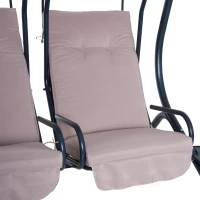 Outsunny Baloiço de Jardim com 2 Lugares Individuais com Teto e Suporte para Bebida para Terraço Balcão Exterior 170x136x170cm Bege(m-7)