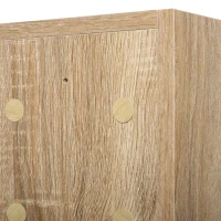 kleankin Armário para banheiro de madeira montado na parede com espelho, porta de vidro e prateleira aberta ajustável  60x 15x 76cm em grão de carvalho(m-9)