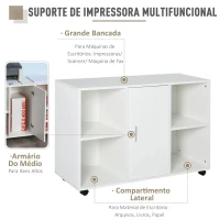 Vinsetto Armário para Escritório de Impressora com Espaço de Armazenamento e Rodas 100x 40 x 71 cm Branco(m-4)