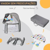 HOMCOM Berço dobrável e portátil para viagem com bolsa de transporte coberta removivel  carga 15 kg 70x74x78 cm cinza(m-6)