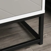 HOMCOM Cómoda com 4 Gavetas Base Elevada e Desenho Antiderrapante 80x40x79 cm Branco Cinzento e Preto(m-12)