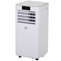 HOMCOM Ar Condicionador Portátil 4 em 1 Ventoinha Refrigerador e Desumidificador 2 Velocidades com Ecrã LED Controlo Remoto Silencioso 900W 38x35x70,5 cm Branco(m-1)