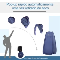 Outsunny Tenda de Duche para Campismo Dobrável Pop UP Tenda de Privacidade com proteção UV e Tecido Impermeável 100x100x185cm Azul Escuro(m-5)