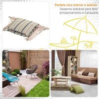 Outsunny Cadeira Rede Suspensa com Estampa em Listras Almofada de Apoio para a Cabeça Cadeira Rede Baloiço para Interior e Exterior Carga Máxima 105kg 100x106cm Multicor(m-7)