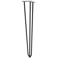 HOMCOM Pernas de mesa tipo pernas de garfo de 4 peças 3 hastes Pés de aço resistentes para móveis com protetores pretos Acessórios incluídos 12x12x71cm(m-12)