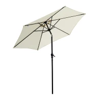 Outsunny Chapéu de Sol de Jardim Ø270x235cm Chapéu de Sol de Alumínio Reclinável com Manivela e 6 Hastes para Terraço Exterior Balcão Creme(m-1)