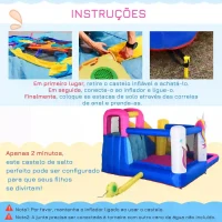 Outsunny Castelo inflável infantil com piscina escorregador cama de salto e bolsa de transporte 380x320x210 cm Multicolor(m-5)