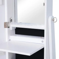 HOMCOM  Armário para Joias Luzes LED de luz Reclinável  Madeira 30x36x146cm  cor Branco(m-16)