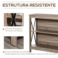 HOMCOM Estante de madeira de 2 níveis com laterais reforçadas para livros Fotos Plantas 80x30x82 cm Carvalho(m-4)