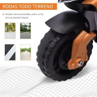 HOMCOM Moto Elétrica para Crianças a partir de 18 Meses 6V com Faróis Buzina 2 Rodas de Equilibrio Velocidade Máx. de 3km/h Motocicleta de Brinquedo 88,5x42,5x49cm Laranja(m-6)