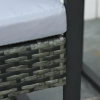 Outsunny Conjunto de Móveis de Jardim de vime 3 Peças com 1 Mesa 42,5x40x39 cm 2 Poltronas 63x57x76 cm Almofada Acolchoada para Pátio Varanda Cinza(m-5)