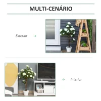 Outsunny Planta artificial de 90 cm Rosa branca realista com 21 flores e 350 folhas Pote de cimento incluído para interior e exterior(m-4)