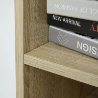 HOMCOM Estante com 5 compartimentos Gaveta 2 Armários com portas e Dispositivo Anti-tombamento 60x30x150 cm Madeira Natural(m-8)