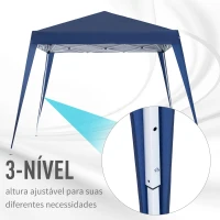 Outsunny Tenda Dobrável Tenda com Desenho Pop Up para Jardim Campismo Festas Eventos Aço e Oxford 297x297x250 cm Azul(m-7)