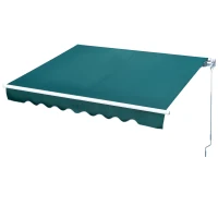 Outsunny Toldo retrátil manual 250x200cm com manivela de alumínio Proteção solar ângulo ajustável para portas janelas varanda Verde escuro(m-1)