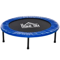 HOMCOM Cama Elástica Fitness Ø100cm Trampolim de Aço com 36 Molas Protetor de Borda Incluido para Treinamento Interior Carga 100kg Preto e Azul(m-1)